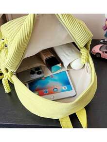 Women's Stylish Solid Color Small Velvet Backpack(Without Keychain)[5805] - Đỏ - Xem 5