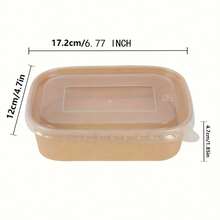 Envases de comida de papel de 17oz/25oz/35oz con tapas, envases de comida desechables rectangulares, envases para preparación de comidas, envases para sopa, envases para preparar comidas congeladas, tazones de ensalada desechables - Paquete de 50/100 - Marrón - Ver 6