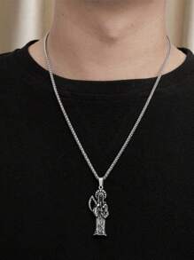 Collar colgante de guadaña del Jinete Fantasma, estilo vintage punk gótico, adecuado para hombres - Joyería de vanguardia de hip-hop y rock con detalles intrincados, sin revestimiento de esmalte, accesorio audaz, collar gótico punk