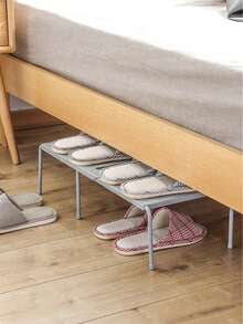 1pc Solid Color Detachable Expandable Multi-Tier Shoe Rack, Space-Saving Plastic Shoe & Slipper Storage Organizer, Suitable For Entryway, Under Bed, Bathroom, Closet - Grey - View 9