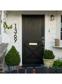 Números de dirección modernos en 3D, negros e impermeables - Placas de puerta exteriores de fácil instalación para el hogar, el garaje y el buzón, de 8" | Plástico resistente, resistente a la intemperie, fácil instalación, decoración moderna del hogar, señalización resistente a la intemperie | Placas de dirección modernas | Números resistentes a la intemperie, decoración de pared exterior