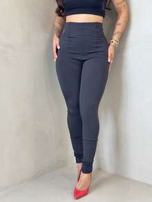 Flannel Riding Trousers With Pocket High Waist Autumn Winter - màu đen - Xem 1