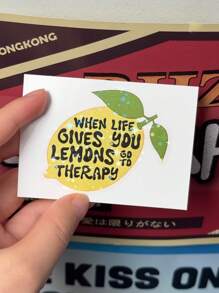 "When Life Gives You Lemons, Go To Therapy" Humorous Sticker, The Real Lemon Decorate Your Laptop, Water Bottle, Journal, Skins, Guitars, Helmets, Office Supplies, School, Skateboards, Luggage, And Other Funny Vinyl Record Waterproof Decal