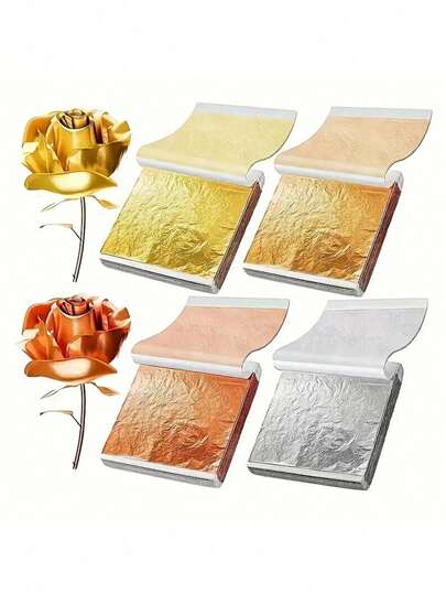 100pcs Great Value Gold Foil DIY Art Craft Paper DIY Scrapbook Craft Home Decoration School Supplies, Back To School