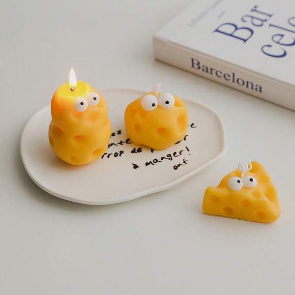 1pc Handmade Aromatherapy Cheese-Shaped Candle, Perfect For Table Centerpieces, Photo Props, Birthday Gifts, And Creating Ambiance During Meditation, Stress Relief, Mood Enhancement, Bathing, Or Yoga. Suitable For Room Decoration And Graduation Gifts, These Versatile Candles Are Ideal For Weddings, Wedding Seasons, Appreciation Parties,