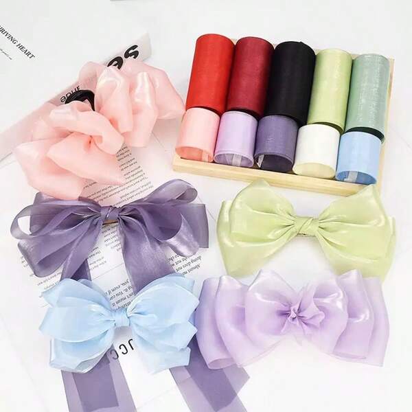 5 colores de cinta de satén crema a la moda, 2m de tela de gasa ligera adecuada para decoración de boda y fiesta, manualidades DIY, envoltura de regalos, decoración de joyas, accesorios para el cabello