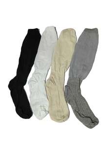 2双白色叠穿袜子女小腿袜夏季薄款靴筒中长袜搭配短靴纯色及膝袜