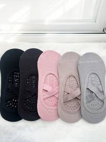 5 pares de meias curtas femininas de ioga com silicone antiderrapante, meias de chão para treino de pilates em ambientes internos, meias esportivas de primavera e verão