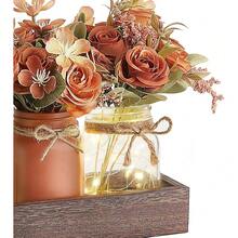 New-  Mason Jar Lights Centerpiece Table Rations For Ining Room Farmhou Cee Table R Tray  3 Jars Flowers Centerpiec Spring R For  Living Ining Room, Orange - Orange - View 8