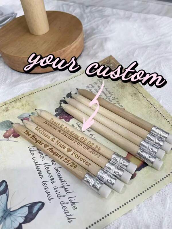 10pcs,50pcs,Customized Wedding Favour Pencils Personalised Favors Pencils Engraved, Small Wedding Favour Pencil, Bulk Favours For Wedding Guests Golf Pencil Favour,Perfect For Birthdays, Anniversaries, Valentine's Day, Weddings