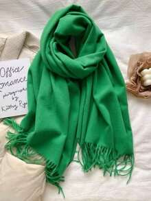 Stylish Casual Winter Scarf 230g With Fringes - 綠色 - 查看 2