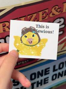 1/3pcs "This Is Sewious" Humorous Stickers, Adorable Yellow Chick With Green Scarf & Goggles, Pilot-Themed Design, Decorate Your Laptop, Water Bottle, Journal, Skins, Guitars, Helmets, Office Supplies, School, Skateboards, Luggage, And Other Funny Decal,School Supplies,Back To School