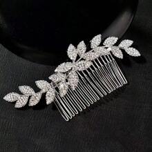1 Peça Pente de Cabelo com Design de Folha Elegante e Brilhante com Strass, Acessório de Moda Estilo Boho para Noivas, Madrinhas, Festas, Casamentos, Uso Diário
