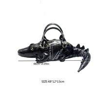 Luxury Designer Purses And Handbag Crocodile Print Bag Funny Crocodile Shaped Bag Shoulder Bags - 黑色 - 查看 5