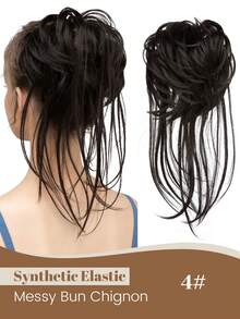 Synthetic Hair Bun Chignon Messy Curly Hair Band Elastic Scrunchy False Hair Pieces For Women Hairpins Black Brown Synthetic Elastic Curly Messy Bun Hairpieces Scrunchie Black Blonde Brown Natural Fake Hair Chignon Band Updo Donut For Women - Multicolor - View 14