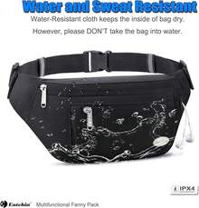 Entchin Fanny Pack Women Men,Crossbody Belt Bag With 4-Zipper Pockets,Adjustable Waist Bag Pack,One Of Most Popular Travel Essential Gifts Walking,Traveling,Cycling - Black - View 5
