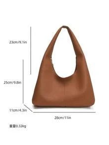 女士休闲简约大容量轻便多功能腋下单肩包 - 棕色 - 查看 10