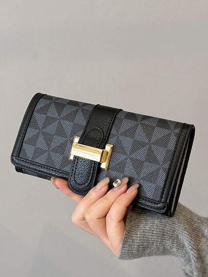 Black Long Windmill Print Fashion Snap Closure Women's Classic Retro Wallet Tri-Fold Zipper Coin Purse Phone Holder Clutch Lightweight For Women Wallet Purse Wallet Long Wallet