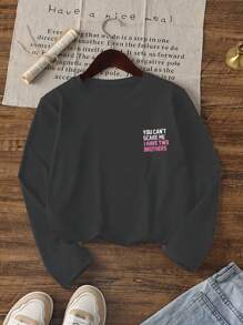 Tween Girl Graphic Print Crew Neck Long Sleeve T-Shirt, Autumn/Winter Top