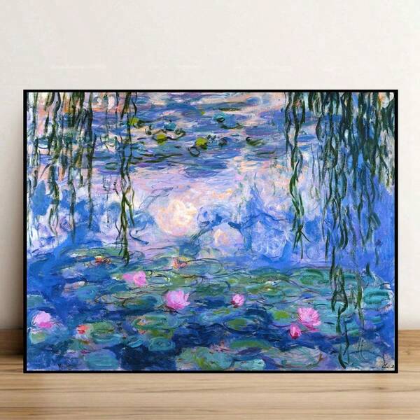 Kit de pintura de diamantes del famoso artista Claude Monet "El estanque de los nenúfares" - Kit de bordado de punto de cruz en mosaico para decoración del hogar