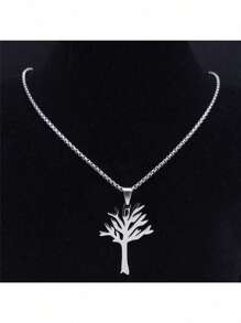 Fashion Charm Tree Of Life Pendant Stainless Steel Necklace Boys Girls Accessories Party Jewelry