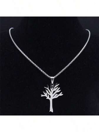 时尚魅力生命之树吊坠不锈钢项链男孩女孩配饰派对珠宝