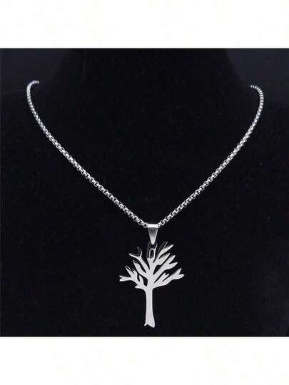 时尚魅力生命之树吊坠不锈钢项链男孩女孩配饰派对珠宝