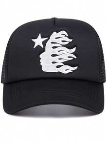 Five-Pointed Star Figure Three-Dimensional Embroidered Sponge Baseball Cap, Men's And Women's Outdoor Sports Event Casual Cap, American Truck Driver Cap, Hip-Hop - 黑色 - 查看 2