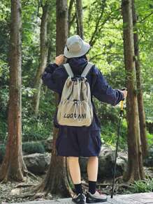 1 pieza Mochila deportiva unisex de nailon ligero con cordón, bolsa de gimnasio adecuada para bádminton, senderismo, camping, viajes, deportes, vacaciones