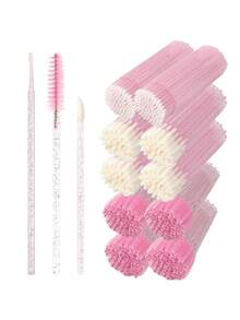 Juego de 600 suministros para extensiones de pestañas, que incluye 200 bobinas de pestañas, 200 pinceles negros para ojos, 200 pinceles de cristal para labios, 200 hisopos de algodón mini, cepillos de rímel y juego de herramientas de maquillaje (multicolor)