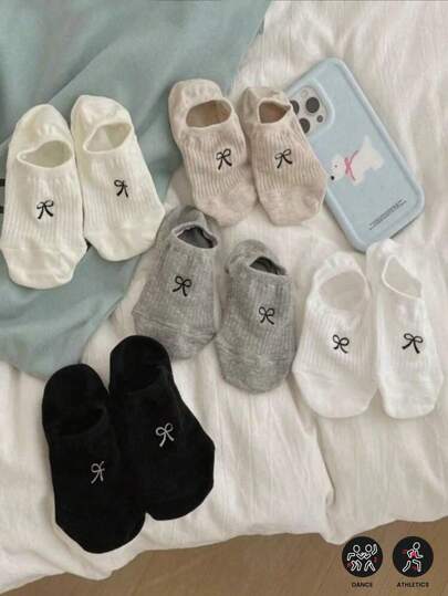 20 peças/18 peças/12 peças/10 peças/8 peças/6 peças/4 peças/2 peças meias femininas fofas com laço simples e baixo, meias confortáveis para uso diário, elegantes e adequadas para esportes, estilo coreano para casa e casual, adequadas para qualquer estação