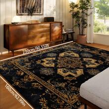 1pc Vintage Bohemian Style Rug, Antique Luxury European & American Distressed Rectangle Soft Non-Slip Area Carpet, Suitable For Outdoor, Entrance, Living Room, Bedroom, Laundry Room, Bathroom, Game Room, Machine Washable 4 Seasons Decorative Mat, Home Decor Gifts Birthday Graduation