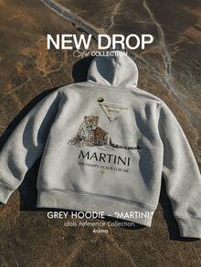 Hoodie "MARTINI" COLLECTION. Y2K Aesthetic hoodie. Streetwear - Gris - Ver 3