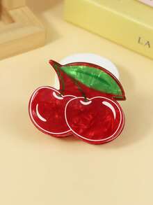 1 件女士卡通樱桃图案 PVC 发夹，日常使用的装饰头饰，创意礼物，适合女孩的时尚发饰优雅发夹 - 彩色 - 查看 9
