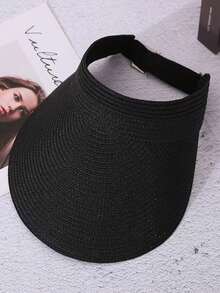 1 件男女通用太阳帽，夏季草帽，可调节宽边防晒帽，编织草编沙滩帽 - 彩色 - 查看 10