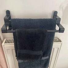 1 pièce Barre porte-serviette et organisateur multifonctionnel gris - Rail flexible monté au mur pour la cuisine et la salle de bain (acier inoxydable, installation sans perçage)