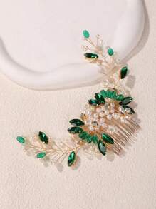 1pc Wedding Bridal Hair Comb, Elegant Bohemian Style Handmade Crystal & Pearl Hair Accessory For Wedding Dress Photo Shoot,Hair Accessories,Bride Hair Styling, Side Comb