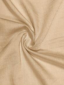 Women Casual Solid Color Crew Neck T-Shirt And Elastic Waist Linen Shorts Set, Summer - Apricot - View 5