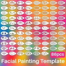 86pcs Face & Eye Body Paint Stencils Set, Reusable DIY Face And Body Painting Tattoo Templates, Makeup Drawing Tools, Suitable For Halloween, Christmas Party Makeup,Back To School,School Supplies - White - View 9