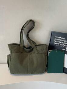 حقيبة يد من الكوردروي متعددة الجيوب للنساء، حقيبة ظهر كانفاس موضة للطلاب في المرحلة الثانوية والجامعية