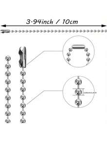 15/25/50/80/100 件可调节金属球链，4 英寸，带 2.4 毫米珠链连接器，钥匙扣标签链，适用于珠宝制作、DIY 工艺品、银/古银