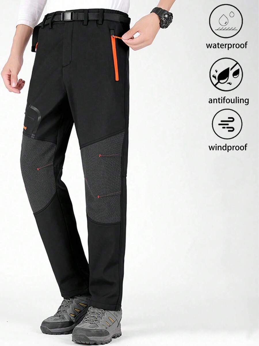 Pantaloni elastici e traspiranti per uomo, adatti per sport, attività all'aperto, pesca, hiking, campeggio, con vestibilità slim, leggeri e antivento, colore nero, per la primavera