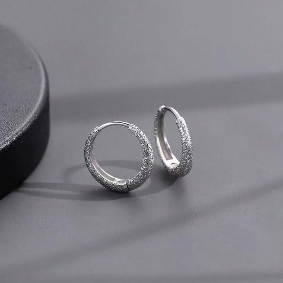 Valentine's Day Stud Earrings - Celestial Starry Sky Design In Silver Plated Brass (Gift For Her) - 銀色 - 查看 1