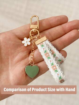 1pc INS Style Daisy Keychain Pendant, Creative Key Chain Decoration, Lace Earbud Holder, Bag Decorative Accessory Valentines Car Accessories Bag Charm School Cute Goth Y2k