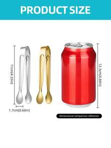 1/3/6/12pcs Stainless Steel Reusable Ice Cube Tongs, Dessert Tongs, Sugar Tongs, Versatile Catering Set - Compact & Durable - For Candies, Snacks, Salads, Appetizers, Ice Cubes, Kitchen Service, Cocktails, Tea Parties, Gifts, Kitchen Tools, Holiday Presents - 4-inch Sugar Clip Gold/silver - View 3