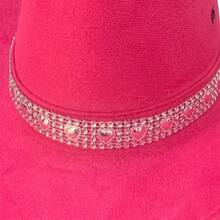 CHILDREN'S Suede Cowboy Hat With HEART BRILLIANT Band - 玫紅色 - 查看 3