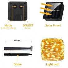 Guirlande lumineuse solaire LED étanche pour l'extérieur, décoration de Noël et Halloween, éclairage festif pour le jardin, fournitures de fête