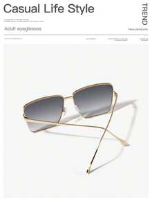 1 件女士优雅复古方形时尚眼镜，适合旅行、度假、户外佩戴，金属全框 - 彩色 - 查看 3