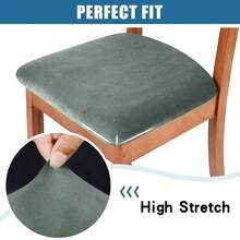 Velvet Cushion Covers Washable Seat Cushion Slipcover Dining Room For Hotel, Ceremony, Banquet Wedding Party (Velvet Black,1/4/6Pcs),Velvet Seat Covers For Dining Room Chair Set Of 1/4/6Pcs, Stretch Fit Removable Washable Chair Seat Cushion Protector Slipcovers With Ties,Velvet Stretch Chair Seat Covers, Soft Thick Solid Luxury Dining Chair Slipcover Stretchable Chair Seat Protector For Kitchen, Hotel - Solid Color - View 4