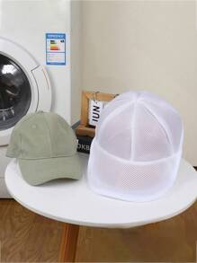 1pc Polyester Thick Mesh Laundry Bag, Convenient For Adult Use, Anti-Deformation Hat Holder, Baseball Cap Wash Bag